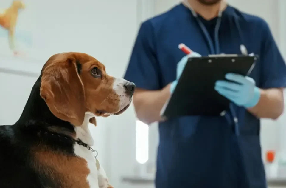 perro siendo atendido en una franquicia veterinaria